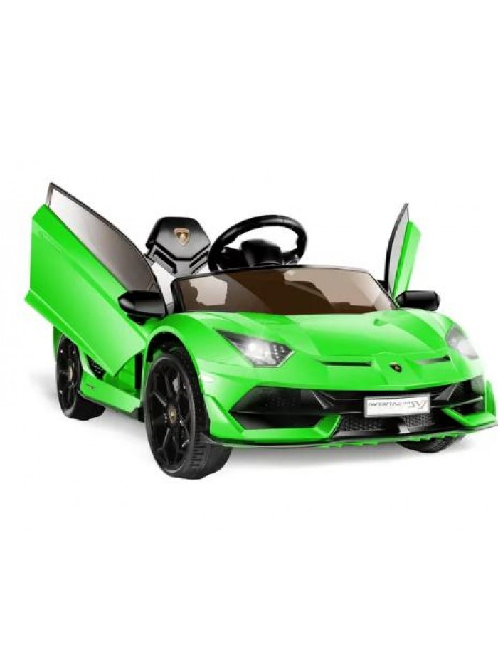 Funcid 12V Kids Ride on Car Licensed Lamborghini 7AH Battery Powered Sports Car Toy W/ RC,Horn,LED,Boys Girls Gift, Green